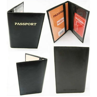 Leather Passport Cover RFID Blocking Travel Case Safe ID Protection Holder Black