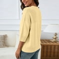 thumbnail image 5 of thefmos Women's Fall Winter 3/4 Sleeve Crewneck Knitted Pullover Tops Solid Loose Casual Basic Tops Cozy Fashion Clothes, Yellow S, 5 of 7