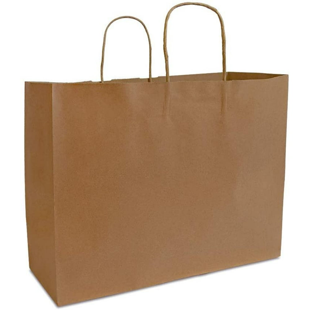 Brown Paper Bags with Handles 16x6x12 inches 25 Pcs. Paper Shopping