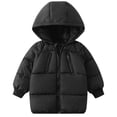 thumbnail image 2 of BRGZLK Kids Winter Coat Solid Color Hooded Lightweight Warm Fashion Long Sleeved Jacket Zipper Coat for Boys Girls Black 7-8 Years, 2 of 5