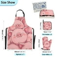 thumbnail image 3 of Cute Pink Pigs Sleeping Oven Mitts and Pot Holders with Chef Apron Set 5 Pcs Kitchen Cooking Set, 3 of 6