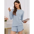 thumbnail image 2 of DARING DIVA Women's Long Sleeve Elastic Waistband Top and Shorts Lounge Set S BLue, 2 of 6
