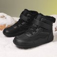 thumbnail image 1 of Zapatos descalzos de caña alta para niños Botas de nieve de pie ancho impermeables antideslizantes (Negro 30), 1 of 9