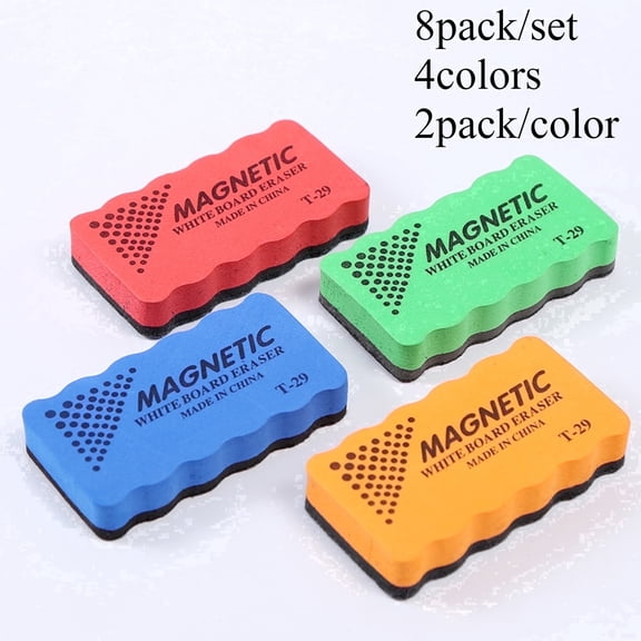 HOHAHO 8pack Magnetic Whiteboard Erasers, Cleaner for Classroom, Home and Office,4colors,4.2x2.3x0.79inch