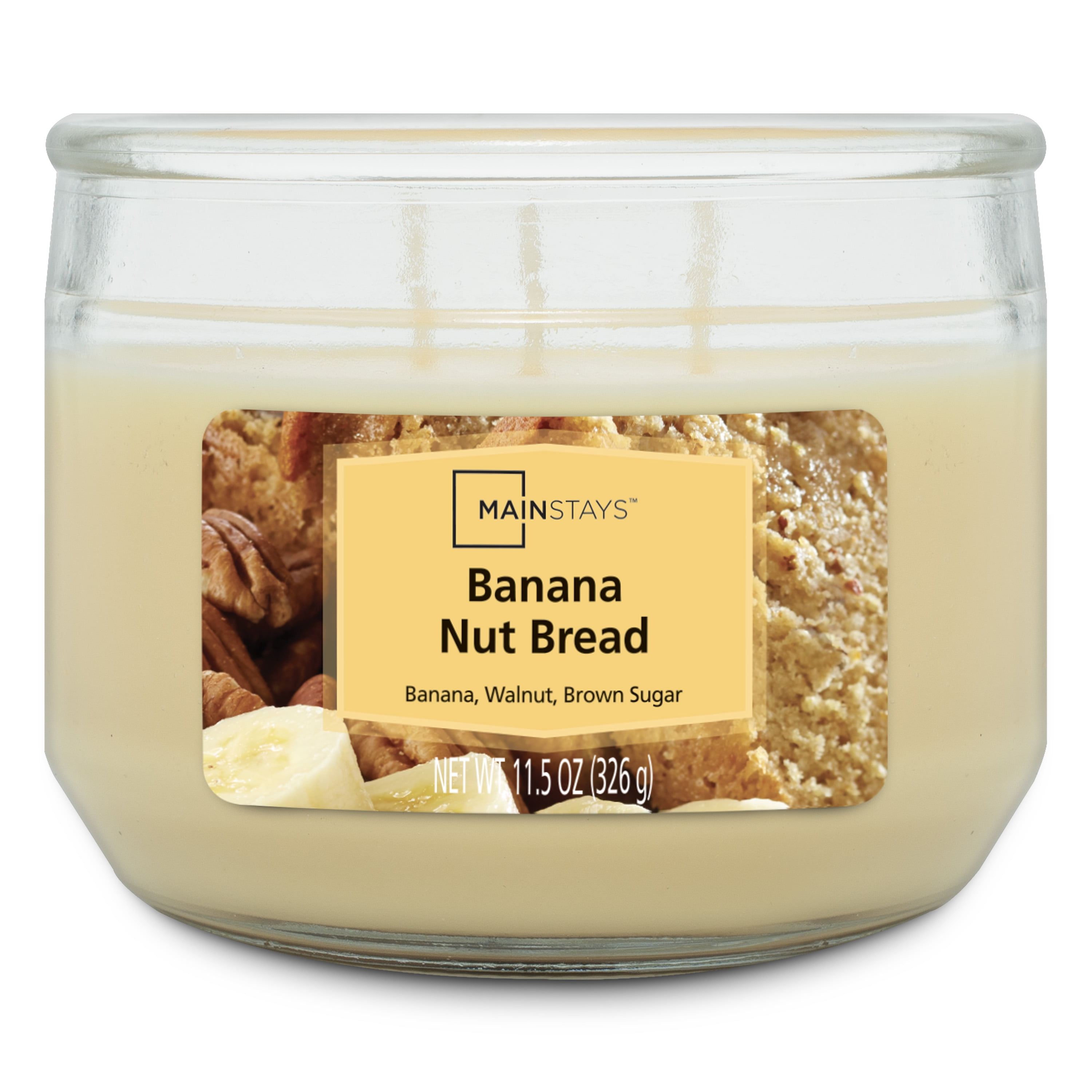(3 pack) Mainstays Banana Nut Bread 3 Wick Candle, 11.5 oz