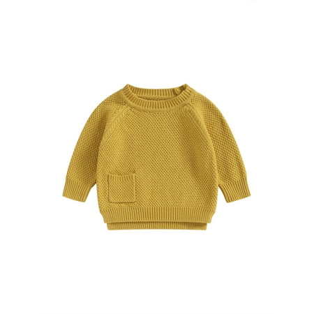 

aturustex Baby Girl Boy Knit Sweater Pocket Warm Crew Neck Pullovers Clothes