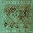 thumbnail image 1 of Ahgly Company Indoor Square Oriental Turquoise Blue Industrial Area Rugs, 3' Square, 1 of 4