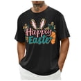 thumbnail image 3 of SGFCWSX Men's Short Sleeve T-Shirts, Graphic Print Happy Easter Casual Crewneck Holiday Tee for Men Black Size 2XL, 3 of 5