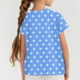 thumbnail image 3 of Lumtrix Girls Boho Print Shirts Summer Casual Polka Dot Short Sleeve Crewneck Tops with Pocket for 2-14 Years Blue 160, 3 of 5