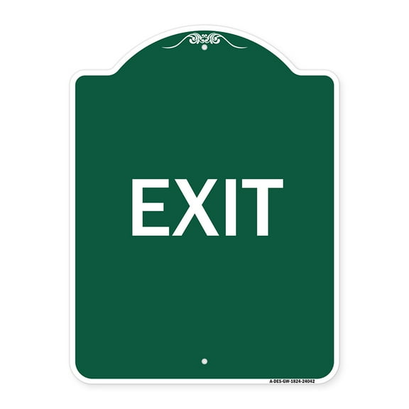SignMission A-DES-GW-1824-24042 18 x 24 in. Designer Series Sign - Exit 1, Green & White