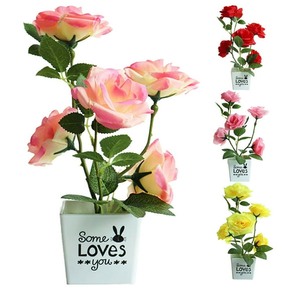 SPRING PARK Artificial Flowers in Potted Fake Floral Flower Silk Flower Arrangement Bonsai for Wedding Home Party Table Centerpieces Decoration