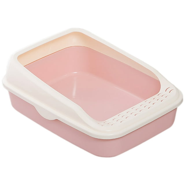Cat Litter Box Splashproof Open Top Pet Litter Pan Kitten Potty Box for Indoor