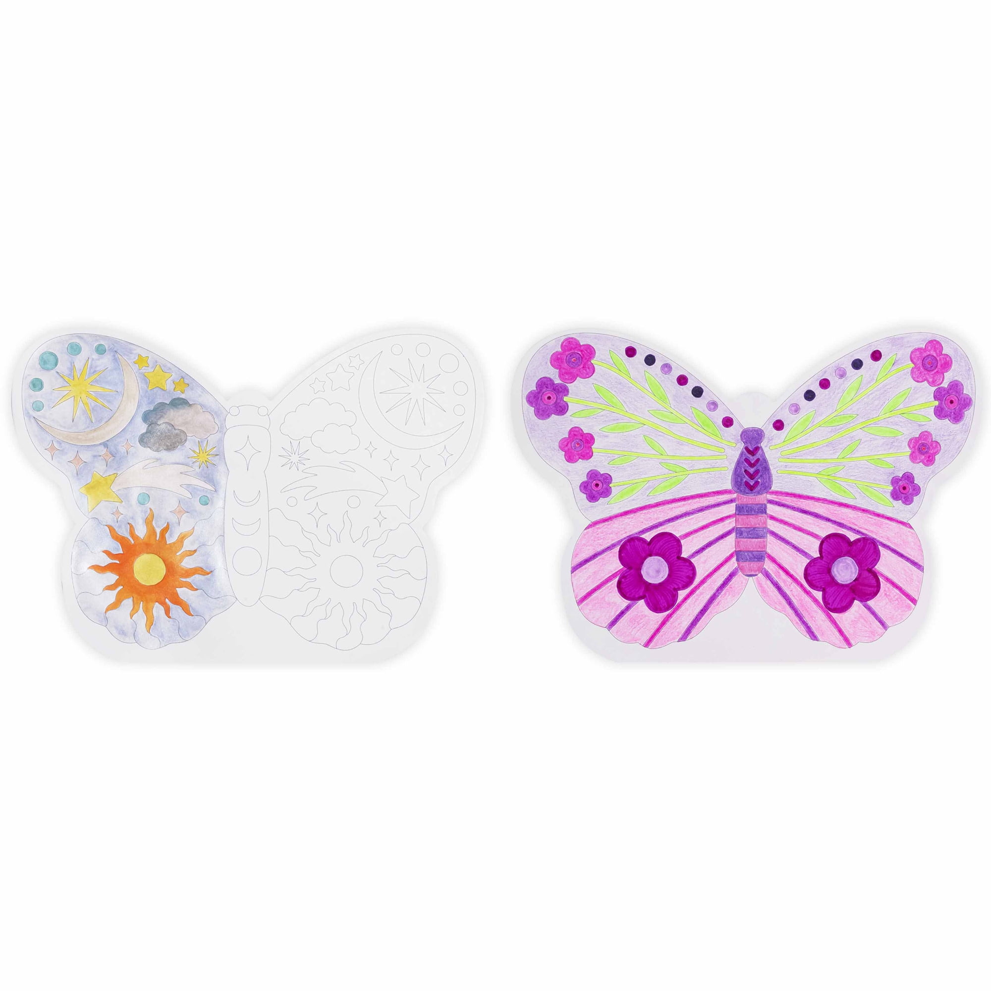 Vivid by Brea Reese: Mixed Media Coloring Pad - Butterfly - 24 Shaped Sheets in 8 Pattern Designs, Art Paper Pages For Paints-Markers-Colored Pencils
