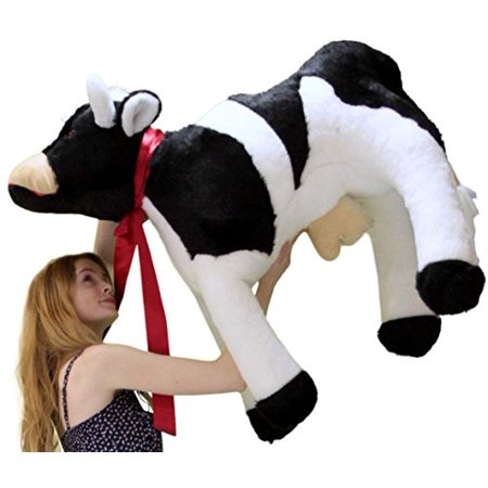 American Made Giant Stuffed Cow 3 and a Half Feet Long Big Plush Farm Animal