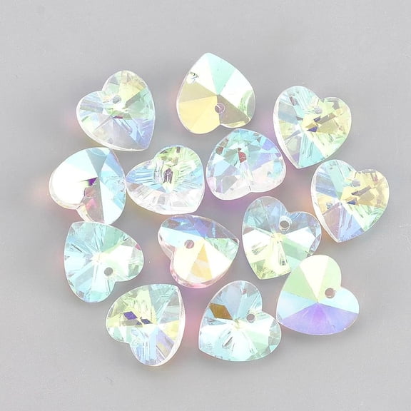 20Pcs Heart Pendant Ornament Glass Rhinestone Charms Heart Crystal AB Glass Charms Pendant Jewelry Making Charms for Women DIY Necklace Bracelet Earring Jewelry Craft Making