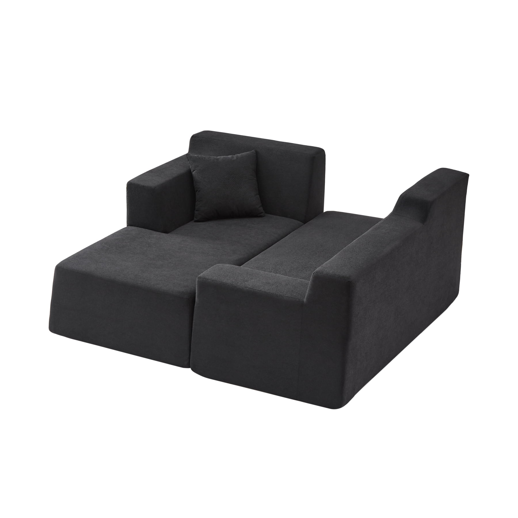 Leumius 96" Modular Cloud Sectional Sofa,Modern L-Shaped Couch with Left Facing Chaise,Upholstered Deep Seat Sleeper Sofa Bed for Living Room,No Assembly Required,Black