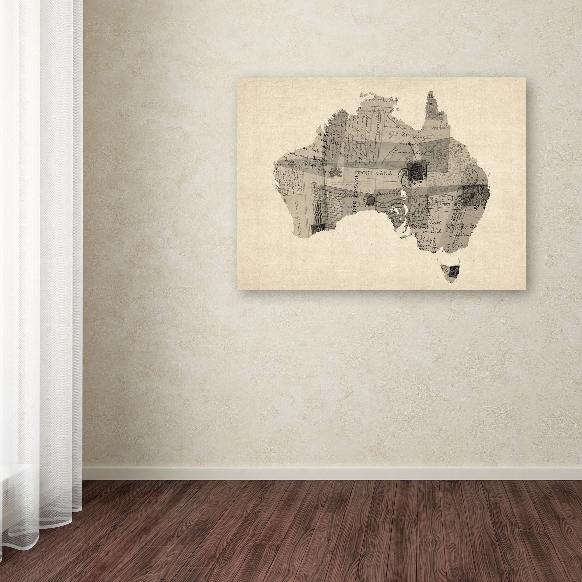 Trademark Fine Art "Old Postcard Map of Australia" Canvas Art by Michael Tompsett