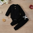 thumbnail image 4 of Hjtefg Baby Girls Winter Thermal Two Piece Set Warm Long Sleeve Romper and Pants Outfit Soft Comfy Quilted Wear for Toddler Cold Weather Daily Clothes,Color: 2-Black Size: 0-3 Months, 4 of 8