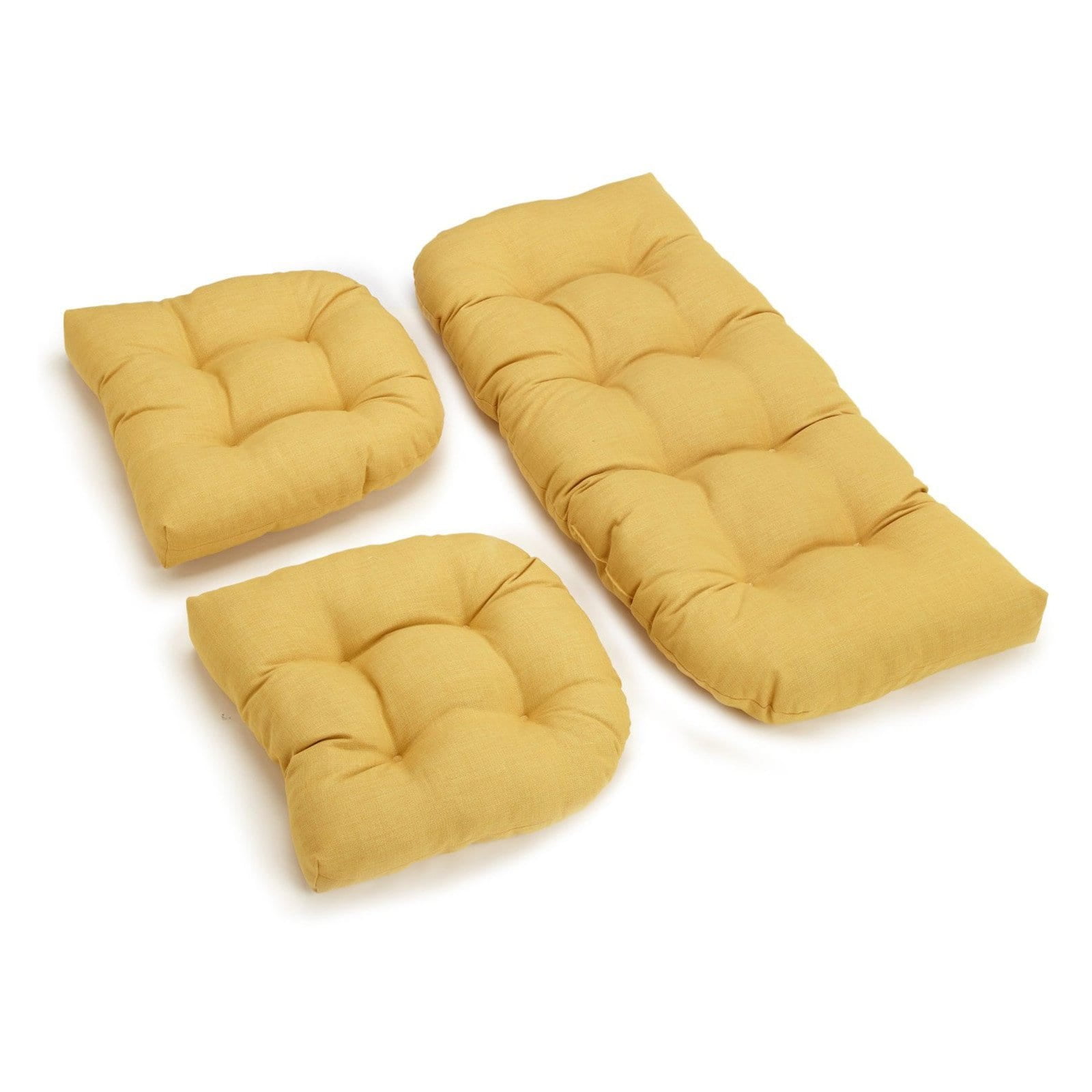 U-Shaped Spun Polyester Tufted Settee Cushion Set (Set of 3 
