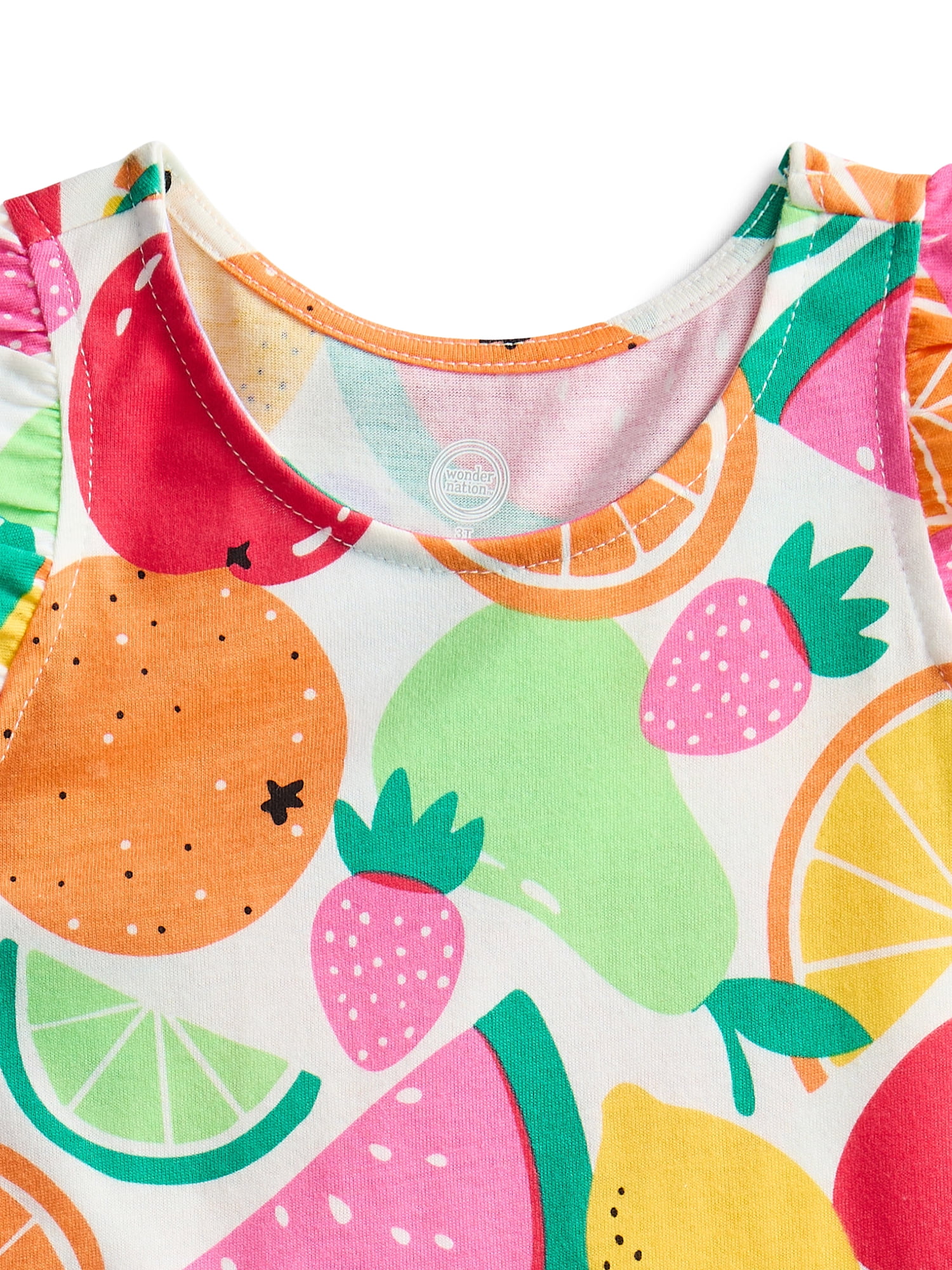 Wonder Nation Toddler Girls Printed Tank Top with Ruffle Sleeves, Sizes 18M–5T