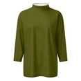 thumbnail image 5 of Mock Neck Tops for Women 3/4 Sleeve, Solid Color Loose Fit Pullover T-Shirt, Lightweight Casual Work Blouse for Everyday Wear, Spring Outfits 2026, Street Style and Office Army Green XXL, 5 of 5