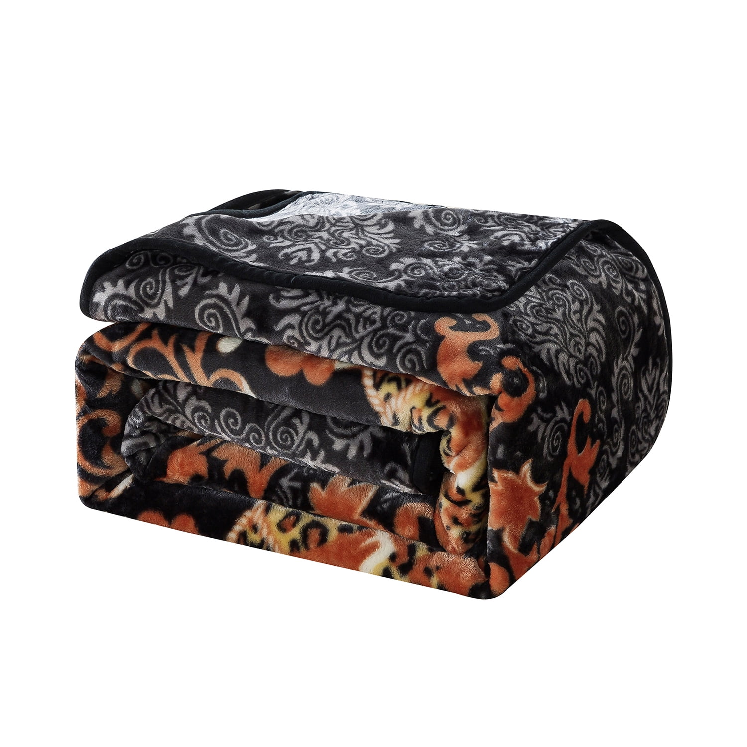 NC Plush Fleece Blanket For Bed,Lightweight Soft Black Red Floral Blanket,Queen 75"x91"