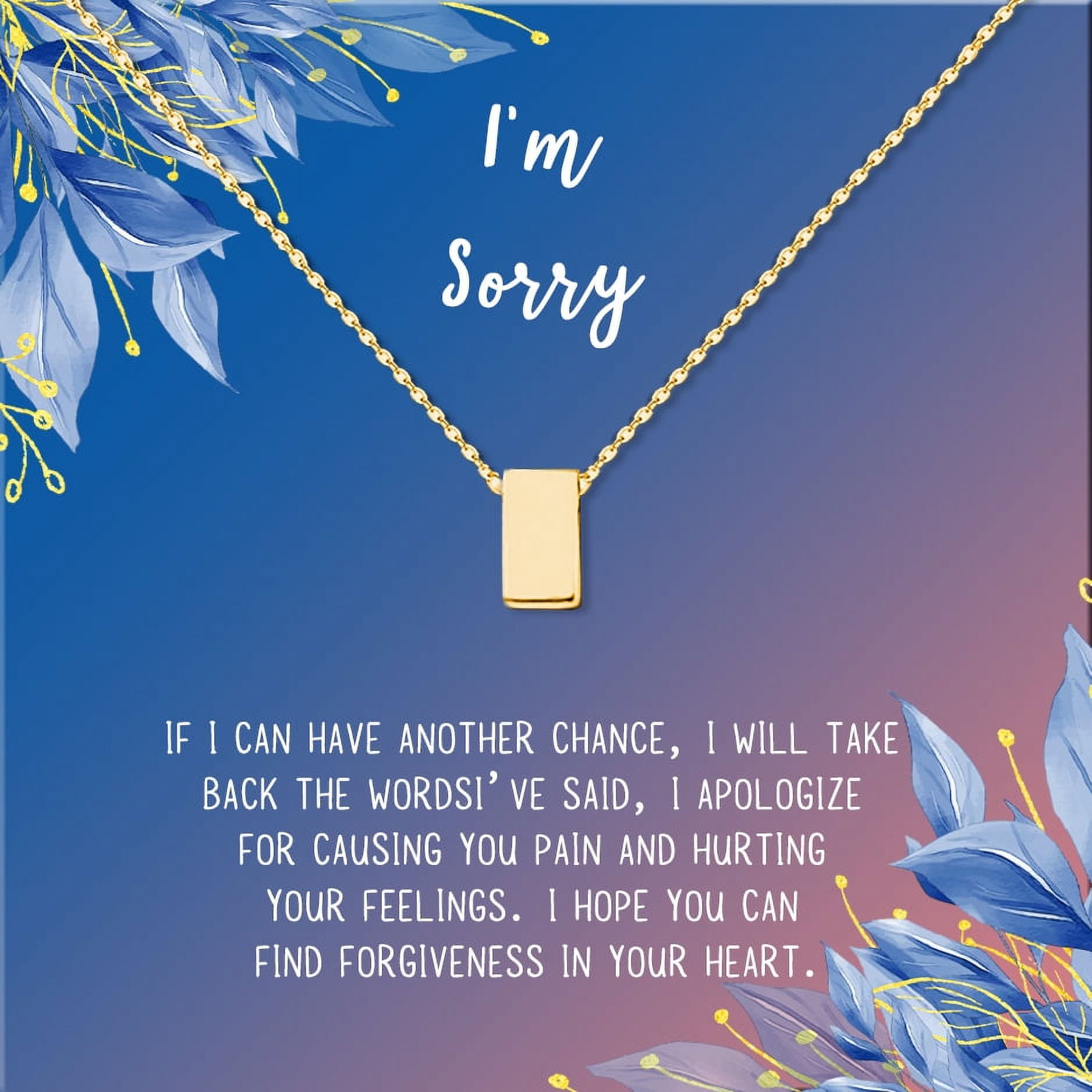 Anavia I'm Sorry, Apology Gift Card Necklace, Apology Gifts for Her, Sorry Quote Apology Gifts for Wife, Forgiveness Gift for Girlfriend-[Gold Cube, Blue-Orange Gift Card]