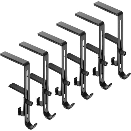 6 PCS Adjustable Christmas Metal Stocking Hooks Hanger for Mantle, Black