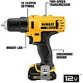 thumbnail image 2 of DEWALT 12V MAX Cordless Drill / Driver Kit, 3/8-Inch DCD710S2, 2 of 6