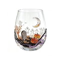 thumbnail image 2 of Miwamany Halloween Stemless Wine Glass, Spooky Ghost Graveyard Printed Tumbler, 15oz Clear Cup for Holiday Party Drinks Table Decor Halloween Ornaments, 2 of 7