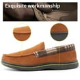 thumbnail image 4 of Men's Suede Memory Foam Slippers Cozy Breathable Non-Slip Moccasin Shoes Rubber Sole Indoor Outdoor, Brown M, 4 of 6