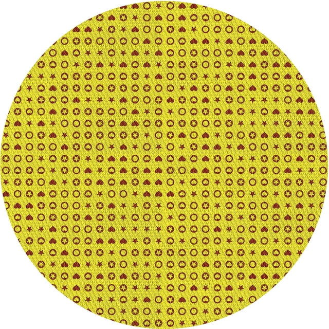 Ahgly Company Machine Washable Indoor Square Transitional Canary Yellow Area Rugs, 3' Square