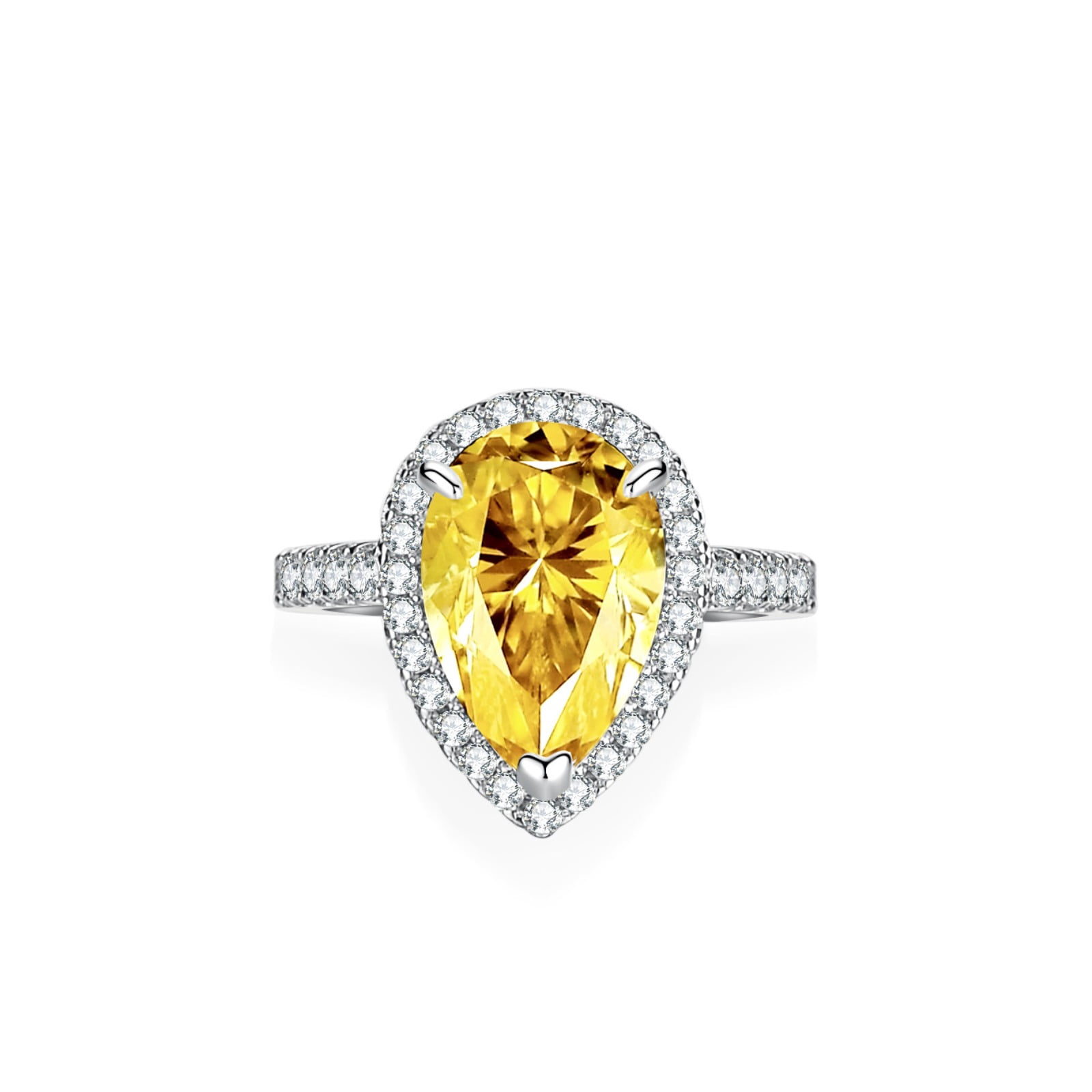 4ct Moissanite Rings Pear Cut D Color VVS1 Clarity S925 Sterling Silver Diamond Rings for Women Moissanite Engagement Rings with Certificate