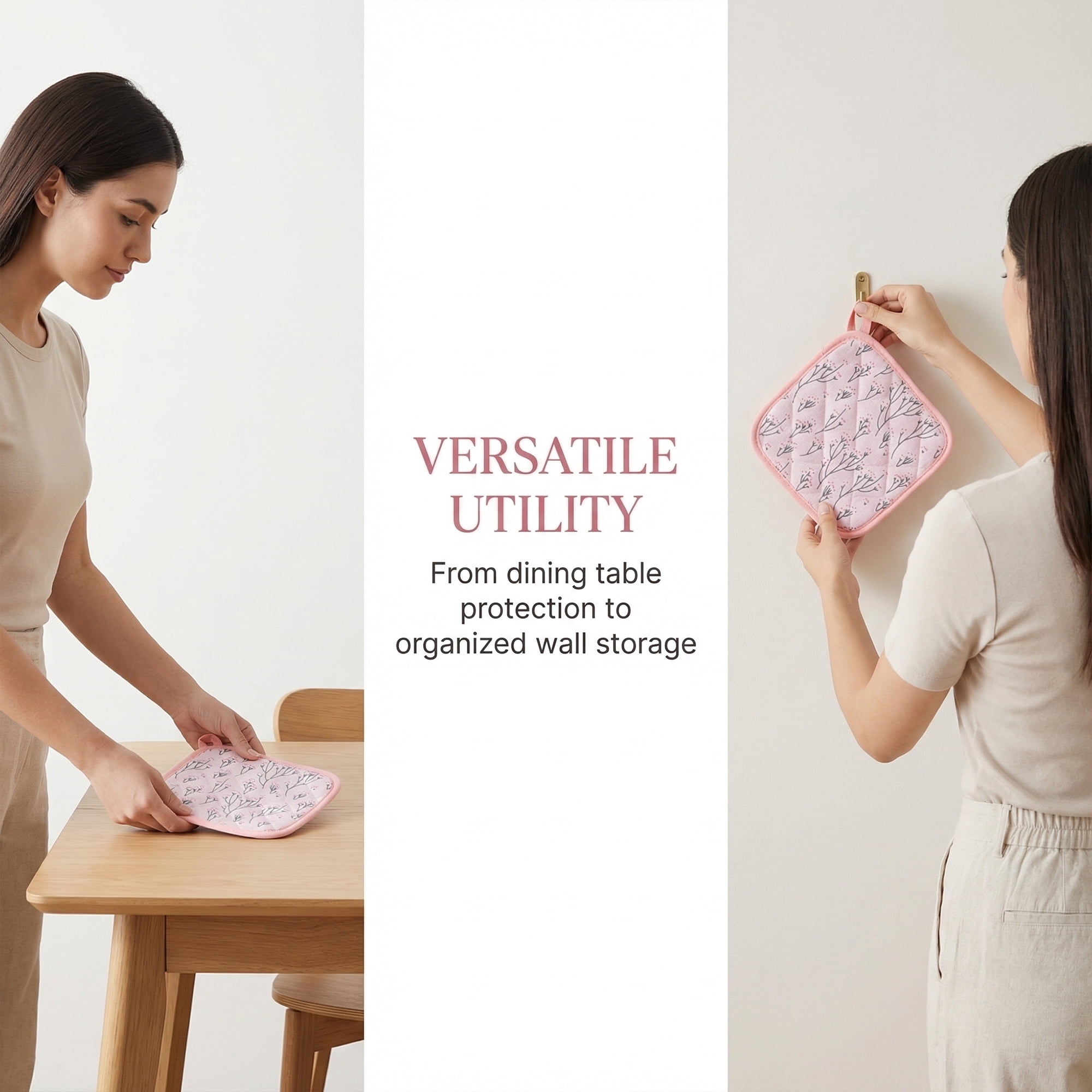 Unique Bargains Durable Heat Resistant Non-Slip Pot Holders for Cooking Pink 2Pcs