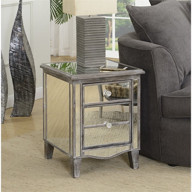 Pemberly Row Table de Fin Miroir en Finition Bois Gris