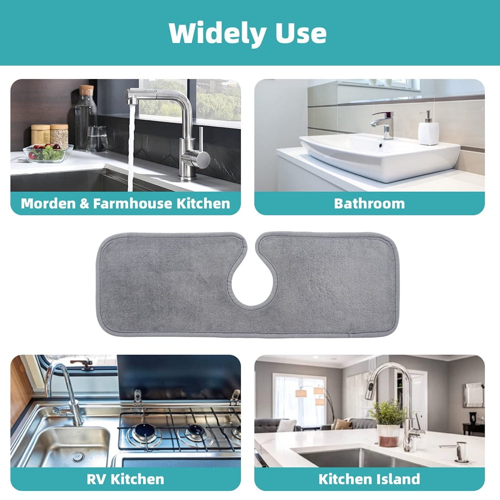 Size:A Bathroom and Island Sinks Water Sink Splash Guard for Kitchen Countertop Faucet Splash Catcher for Kitchen