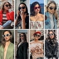 thumbnail image 3 of Two retro sunglasses classic cat-eye sunglasses UV protection sunglasses black frame with gray lenses red frame with gray lenses, 3 of 3
