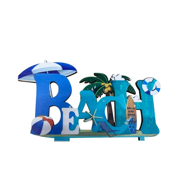 Adorno Náutico De Madera Placa De Playa Mar Adornos De Mesa Tema Marino Costero Decoraciones Para El Hogar Azul