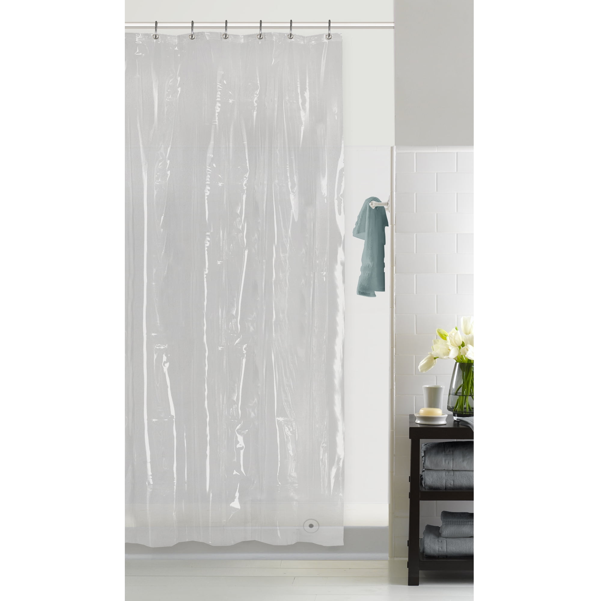 2 Pack mDesign STALL SIZE Waterproof Vinyl Shower Curtain Liner Frost 54x78" 