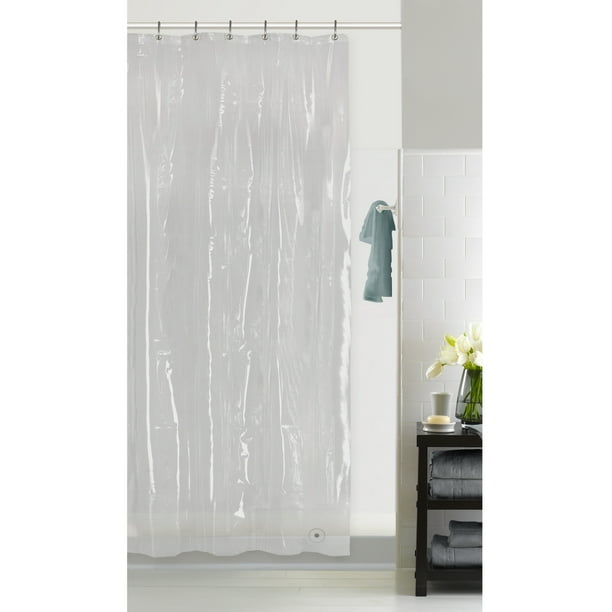 Zenna Home Clear 8Gauge Solid Print Heavyweight EVA Stall Shower Liner