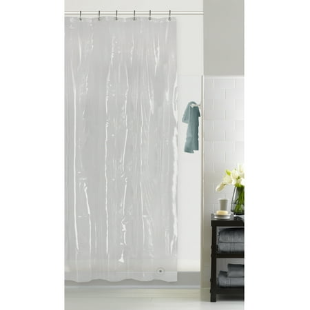 Zenna Home Clear 8-Gauge Solid Print Heavyweight EVA Stall Shower Liner, 54" x 78"