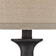 Regency Hill Ben Rustic Farmhouse Table Lamps 25 High Set of 2 Dark Bronze Metal Beige Linen Drum Shade for Bedroom Living Room Bedside Nightstand