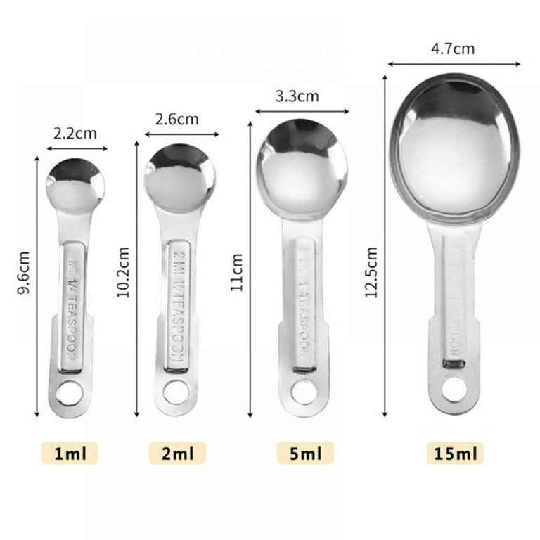 Stainless Steel Measuring Spoons Cups Set, Premium Stackable Tablespoons  Measuring 6 Piece for Gift Dry Liquid Ingredients Cooking Baking Kitchen