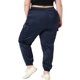 thumbnail image 3 of Pantalones cargo de satén para mujer de tallas grandes Agnes Orinda con cintura elástica y bolsillos, longitud hasta el tobillo, 1X azul real, 3 of 6