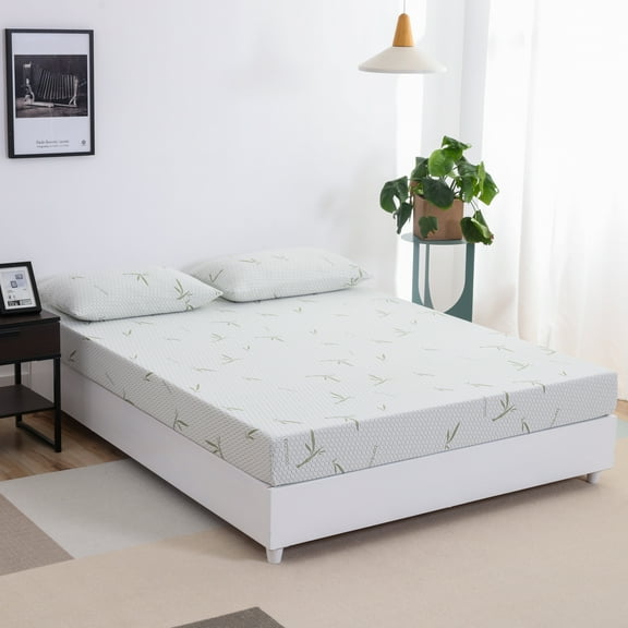 6 inch Mattress Twin Size, Memory Foam Mattress Green Tea Gel Infused with Bamboo Knit Cover, Made in USA