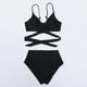 thumbnail image 2 of Gibobby Conjunto de bikini sexy Nuevo bikini de mujer sólido con cordones sexy bikini dividido traje de baño mujer(Negro,G), 2 of 5
