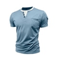 thumbnail image 7 of T Shirts for Man Short Sleeve Crewneck Henley Shirts Lightweight Blue T Shirt with Button Casual Shirts for Men, 7 of 7