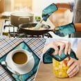 thumbnail image 4 of Teal Gold Marble Kitchen Oven Mitt and Pot Holder Sets 4 Pcs for Baking, Cooking and Grilling, Heat Resistant Up To 392 °F, 4 of 7