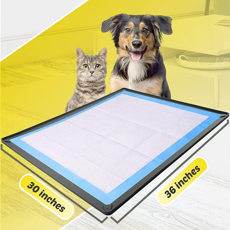 Pee Pad Tray for Dogs - No Spill Raised Lip Edge Silicone Mat Holder, Extra  Thick and