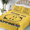 thumbnail image 3 of Ambesonne Emoji Fitted & Top Sheet Set with Sham, Modern Happy and Sad Face Art, Mustard Black White, 3 of 5
